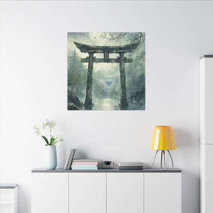 Earthy Torii Gate Canvas Art - Watercolor Japandi