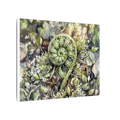 Fern Unfurling Spring Canvas Art | Japandi Neutral Design