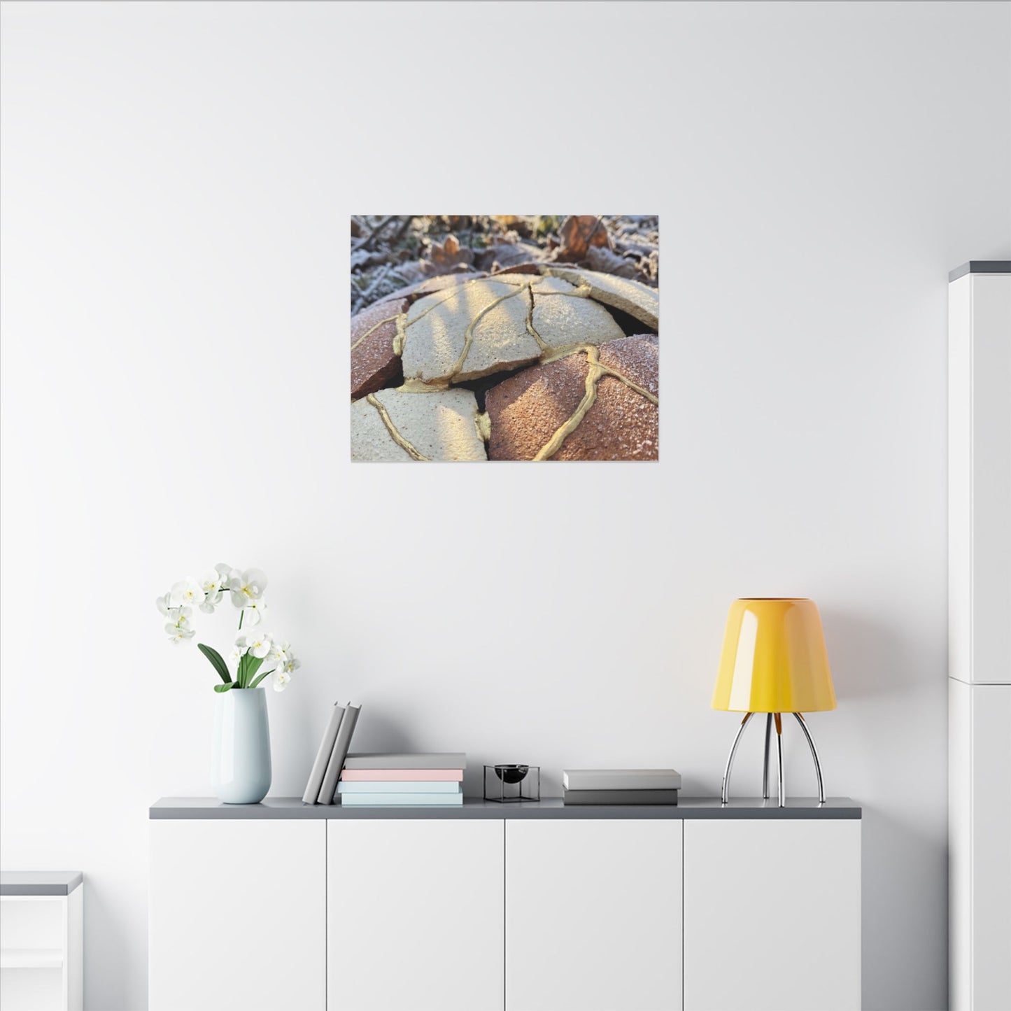 Broken Pottery Crackle Gold Canvas Art | Healing Kintsugi Art