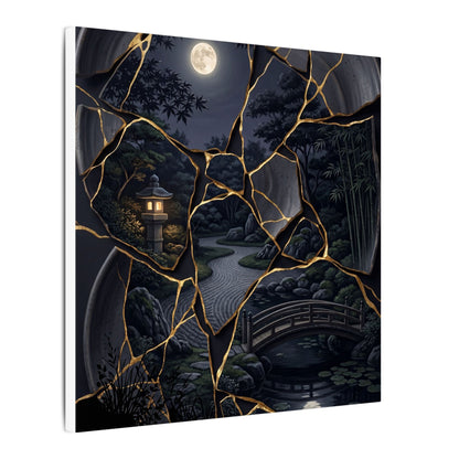 Kintsugi Moonlit Garden in Golden Hour | Gold Repair Canvas Art