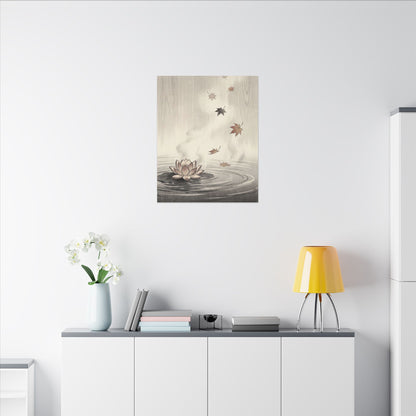Lotus Flower Canvas Art | Autumn Zen Ukiyo E Inspired Art