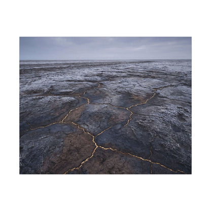Dark Japandi Cracked Earth in Overcast | Dark Texture Canvas Art