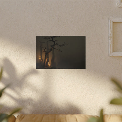 Ma Pine Tree Canvas Art - Dark Japandi Shadow Zen