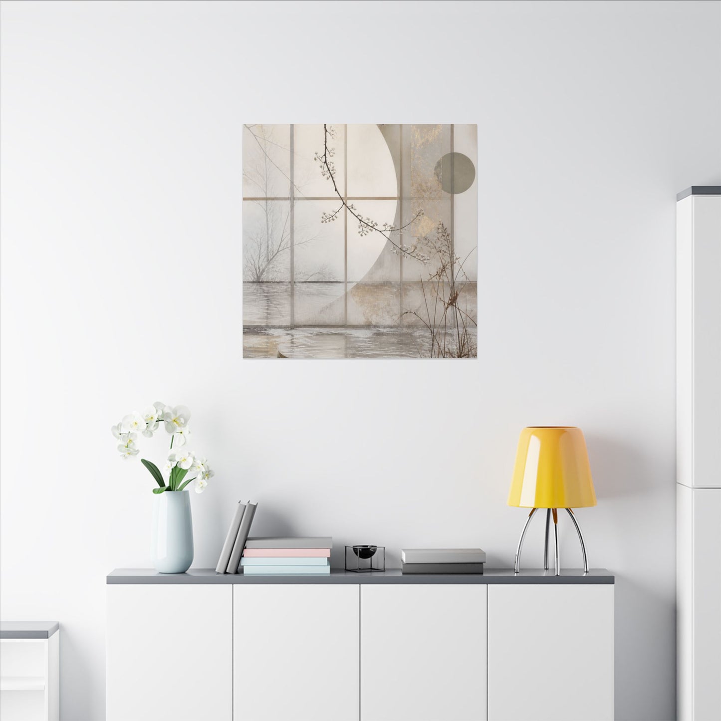 Winter Shoji Screen Japanese Pattern Canvas Art | Elegant Decor