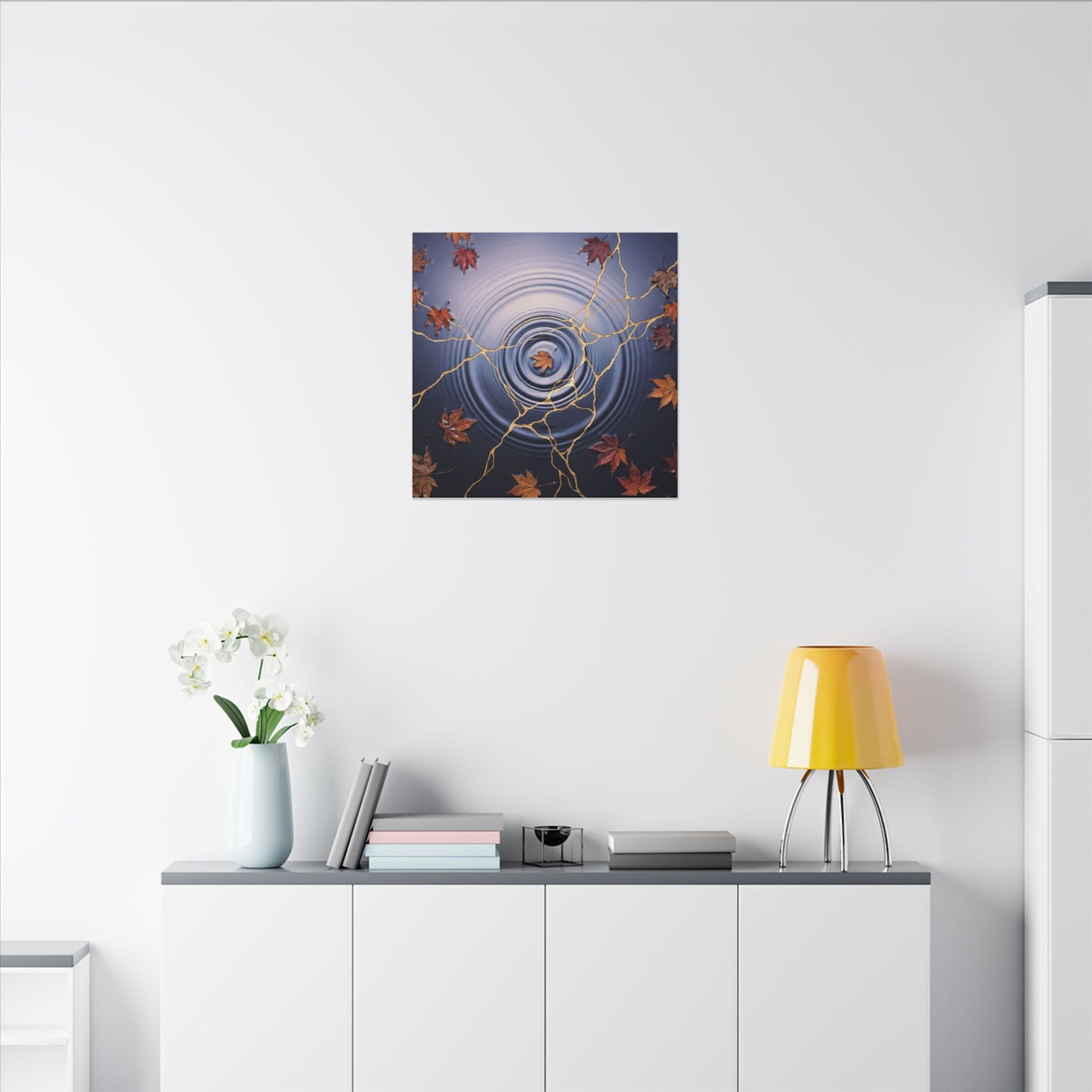 Kintsugi Water Ripple in Dawn | Gold Vein Canvas Art