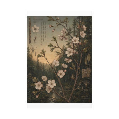 Spring Cherry Blossom Herbarium Canvas Art | Nostalgic Decor