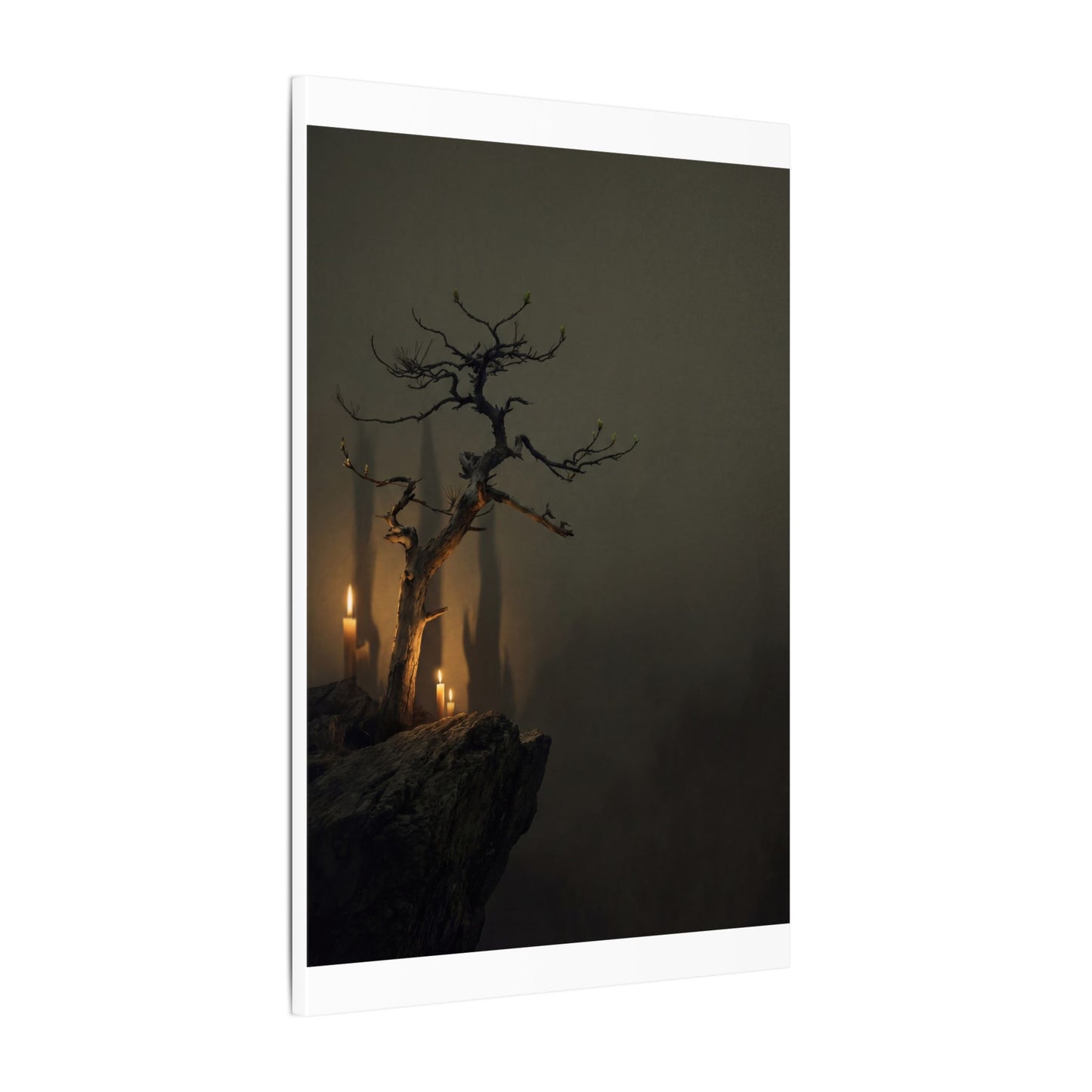 Ma Pine Tree Canvas Art - Dark Japandi Shadow Zen
