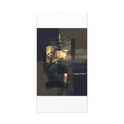 Golden Hour Pine Tree Canvas Art - Dark Japandi Kanso