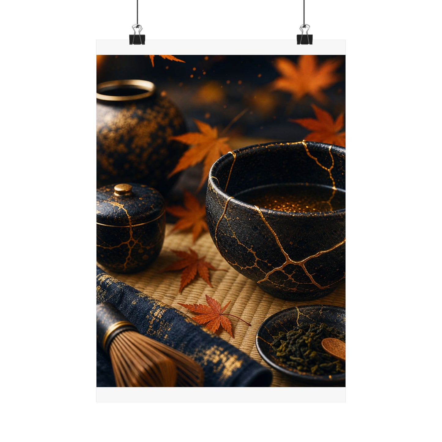 Tea Ceremony Gold Repair Wall Art Print | Healing Kintsugi Art