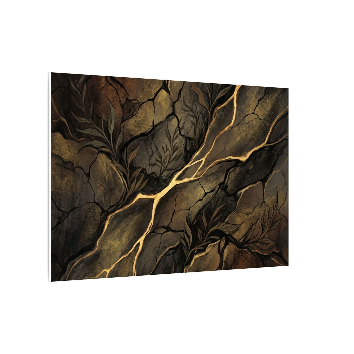 Cracked Earth Charcoal Ink Canvas Art | Bold Dark Japandi Art