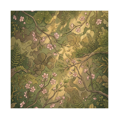 Summer Cherry Blossom Forest Whimsy Wall Art Print | Earthy Decor