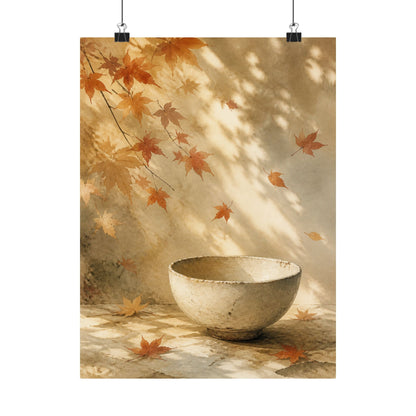 Ceramic Bowl Wall Art Print | Autumn Japandi Watercolor Art