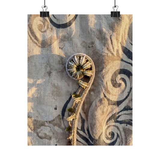 Fern Unfurling Winter Wall Art Print | Japandi Warm Design