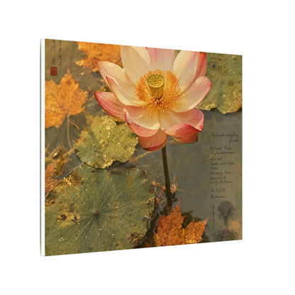 Autumn Lotus Flower Herbarium Canvas Art | Rustic Decor