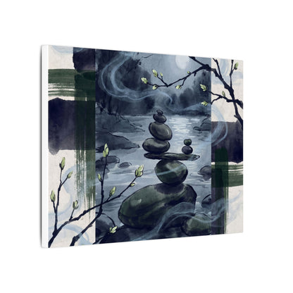 Moonlight River Stones Canvas Art - Zen Shibui