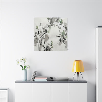 Zen Ink Brushstroke in Overcast | Sumi E Canvas Art