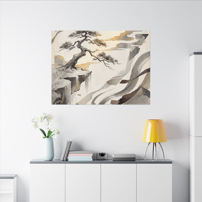 Golden Hour Pine Tree Canvas Art - Japandi Seijaku