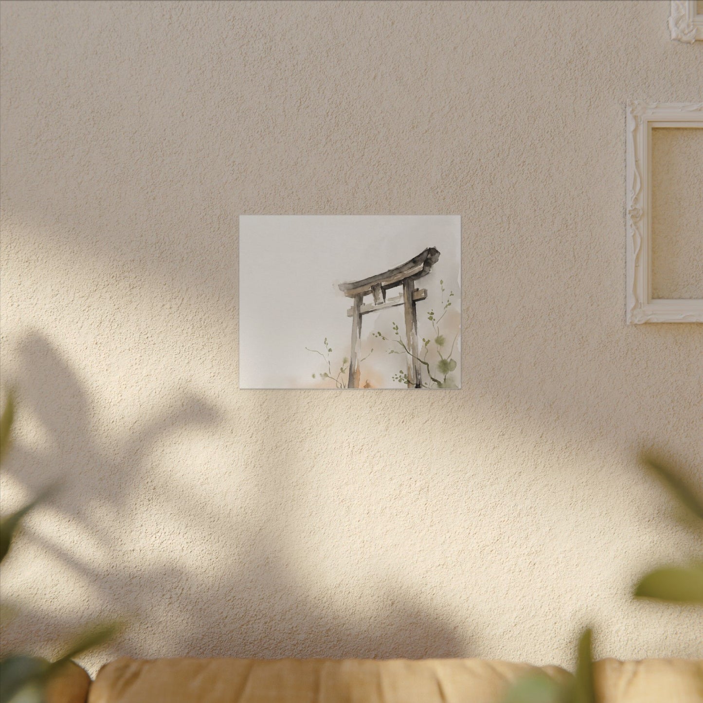 Fukinsei Torii Gate Canvas Art - Japandi Watercolor