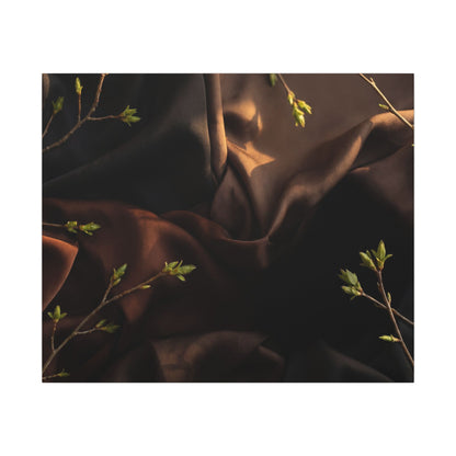 Dark Japandi Silk Drape in Golden Hour | Moody Minimal Canvas Art