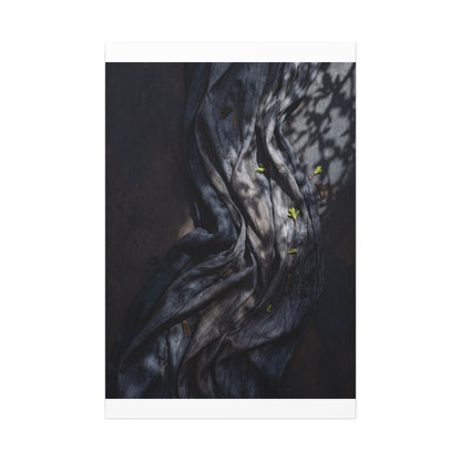 Seijaku Silk Drape Canvas Art - Dark Japandi Dark Texture