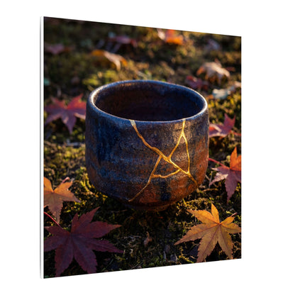 Kanso Moonlit Garden Canvas Art - Kintsugi Gold Repair