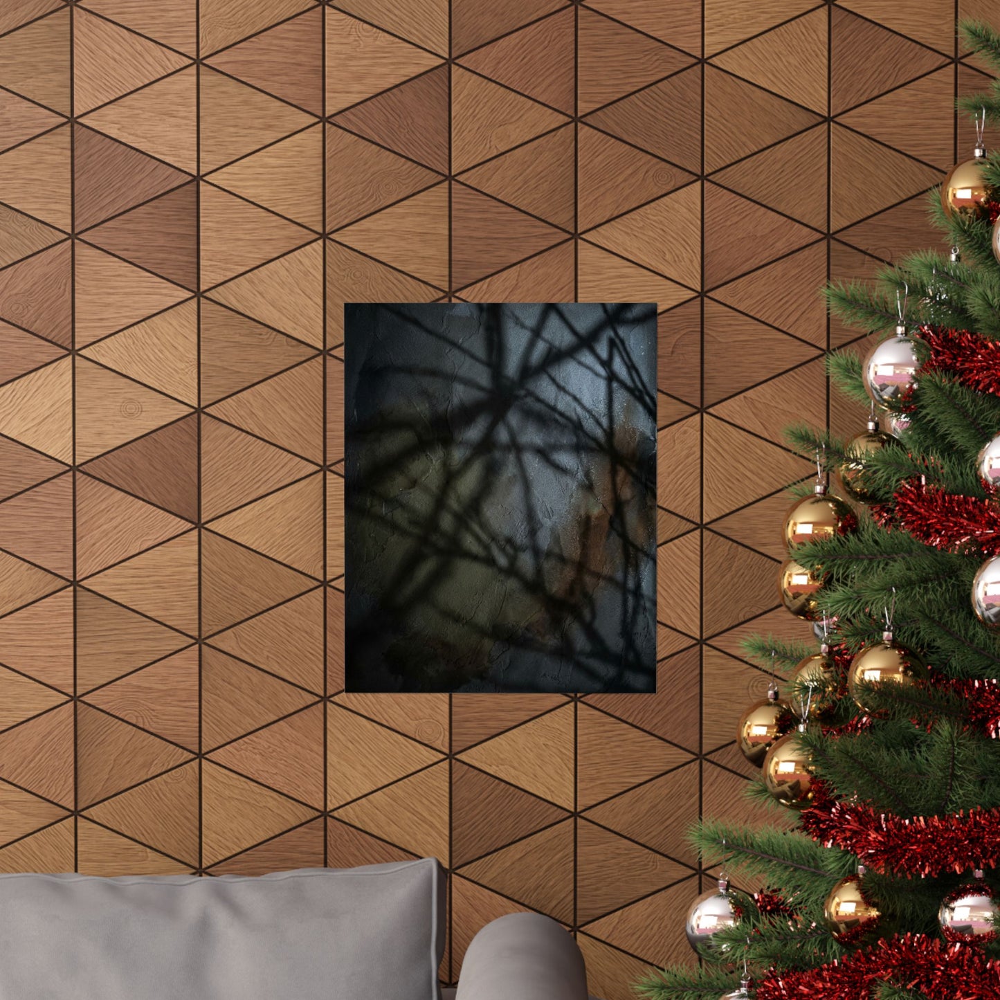 Shadow Play Wall Art Print | Winter Dark Japandi Dark Texture Art