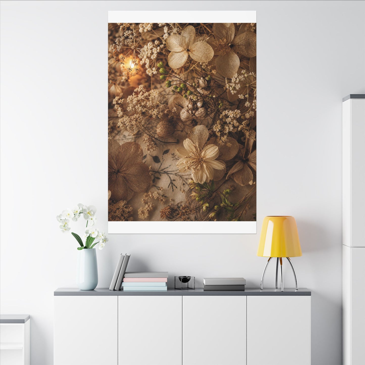 Spring Dried Flowers Japanese Pattern Canvas Art | Earthy Decor