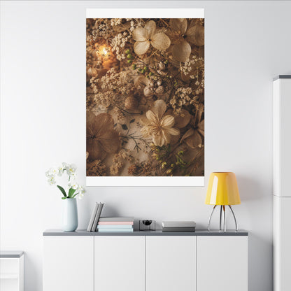 Spring Dried Flowers Japanese Pattern Canvas Art | Earthy Decor