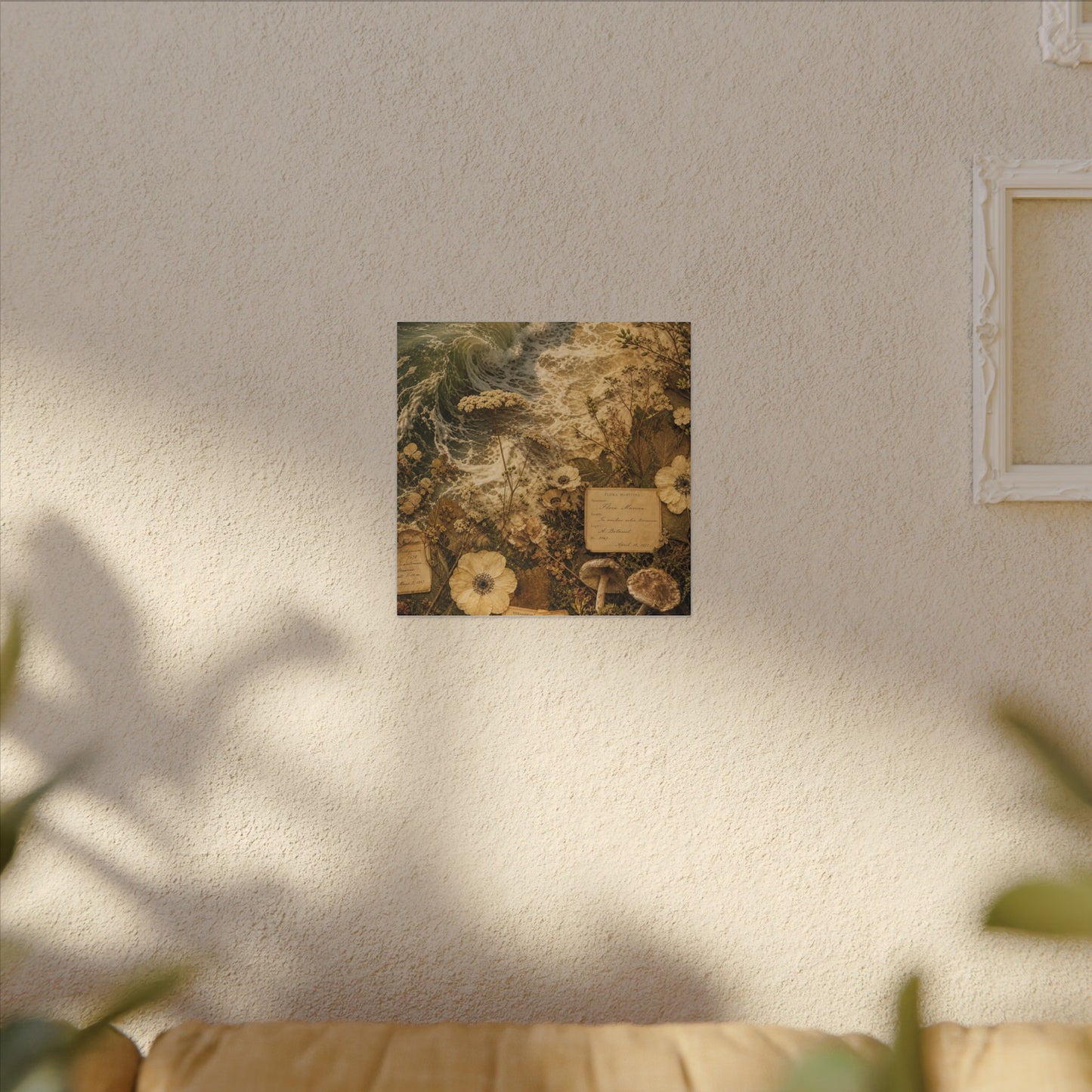 Spring Ocean Wave Herbarium Canvas Art | Nostalgic Decor