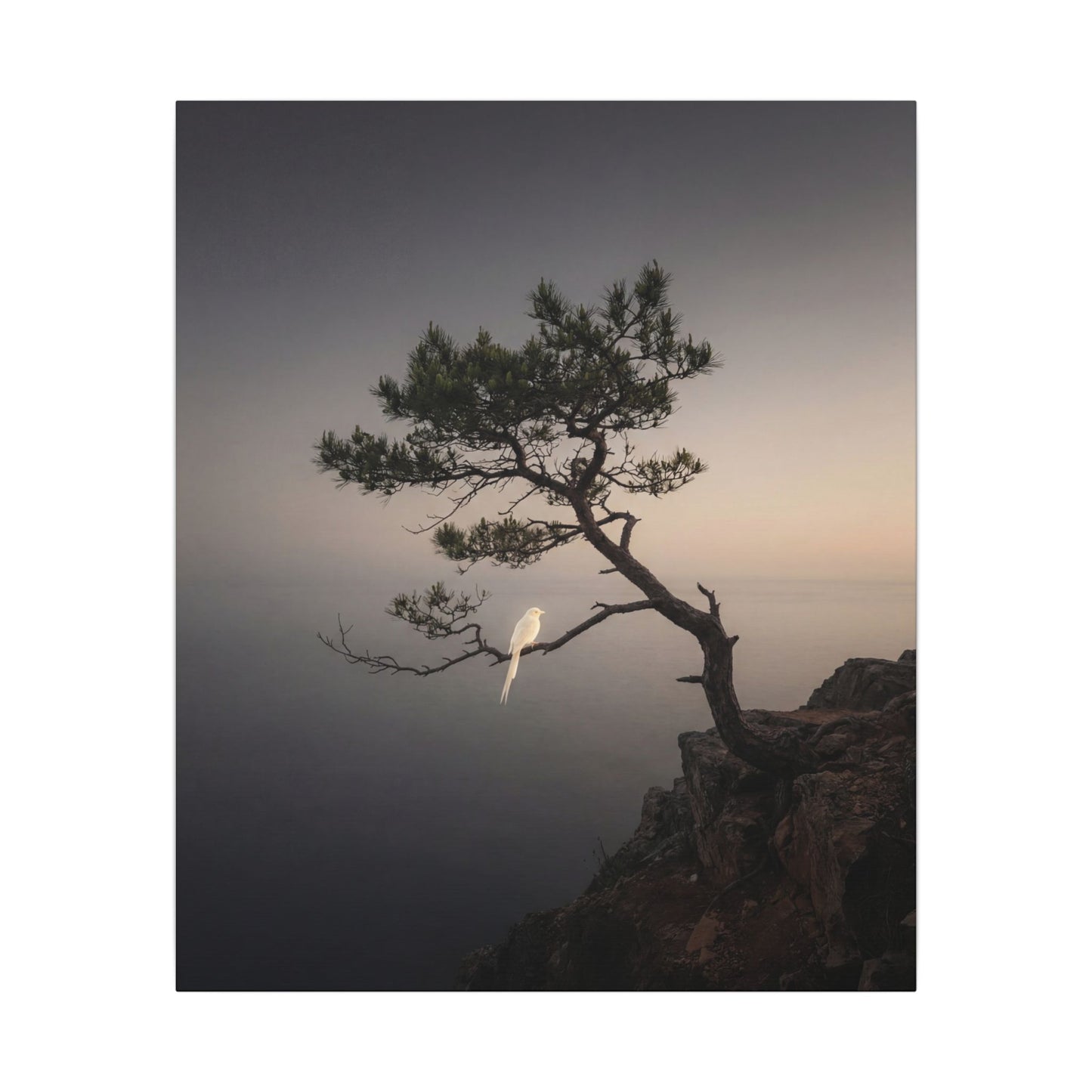 Dawn Pine Tree Canvas Art - Dark Japandi Datsuzoku