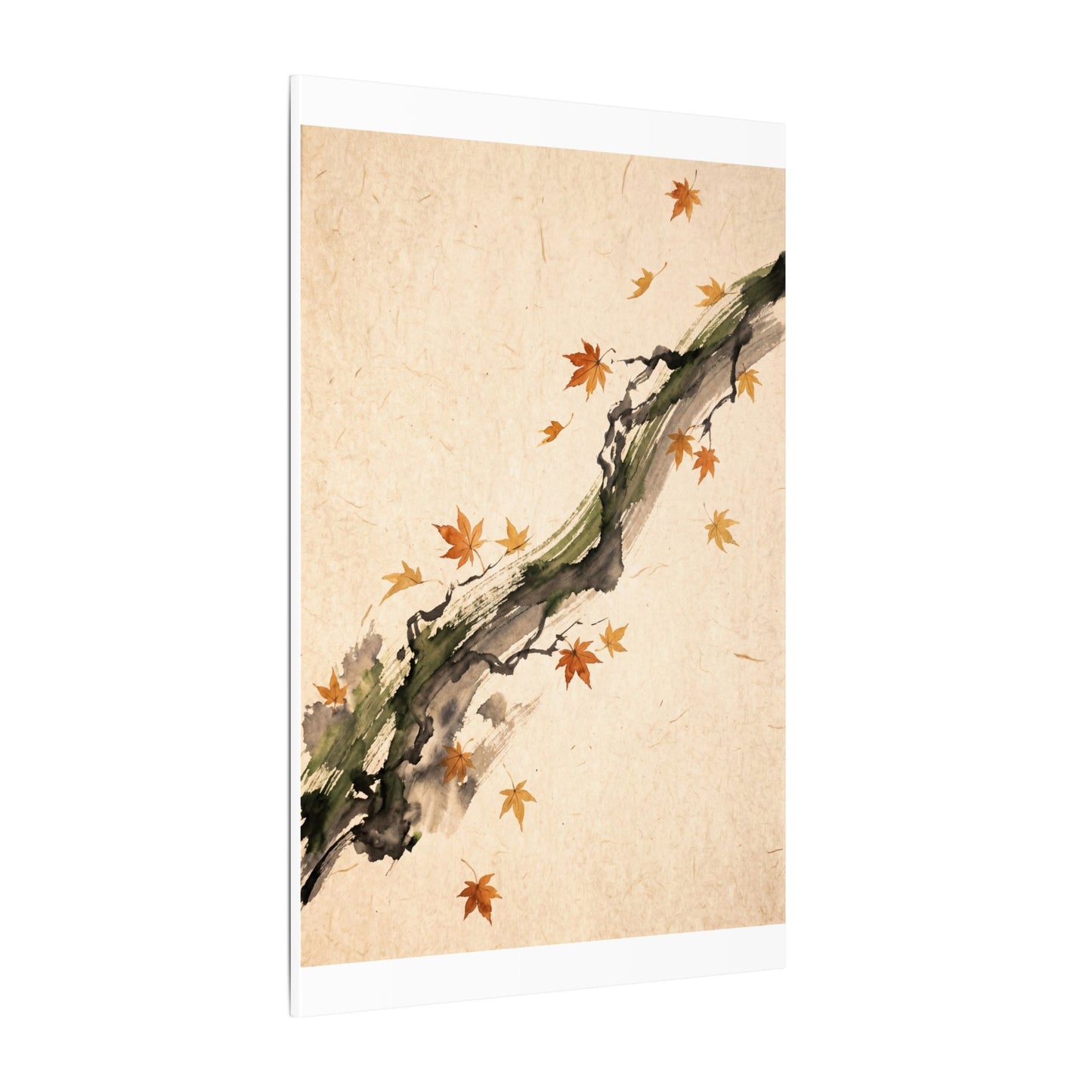 Ink Brushstroke Autumn Canvas Art | Zen Calm Design