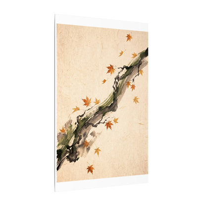 Ink Brushstroke Autumn Canvas Art | Zen Calm Design