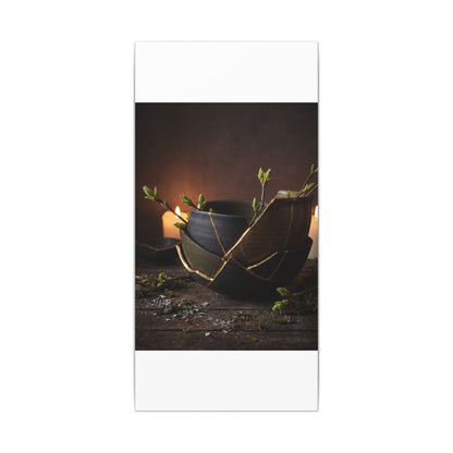 Broken Pottery Spring Canvas Art | Dark Japandi Luxurious Design