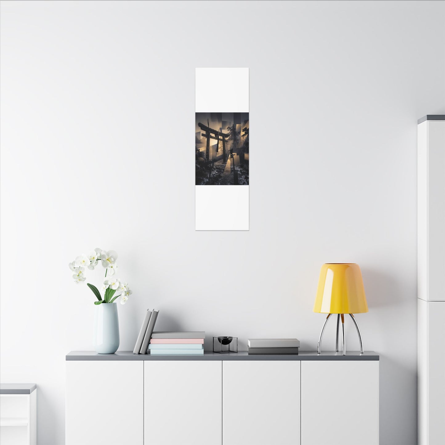 Winter Torii Gate Moody Minimal Canvas Art | Bold Decor