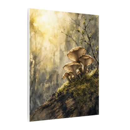 Wild Mushrooms Canvas Art | Spring Japandi Watercolor Art