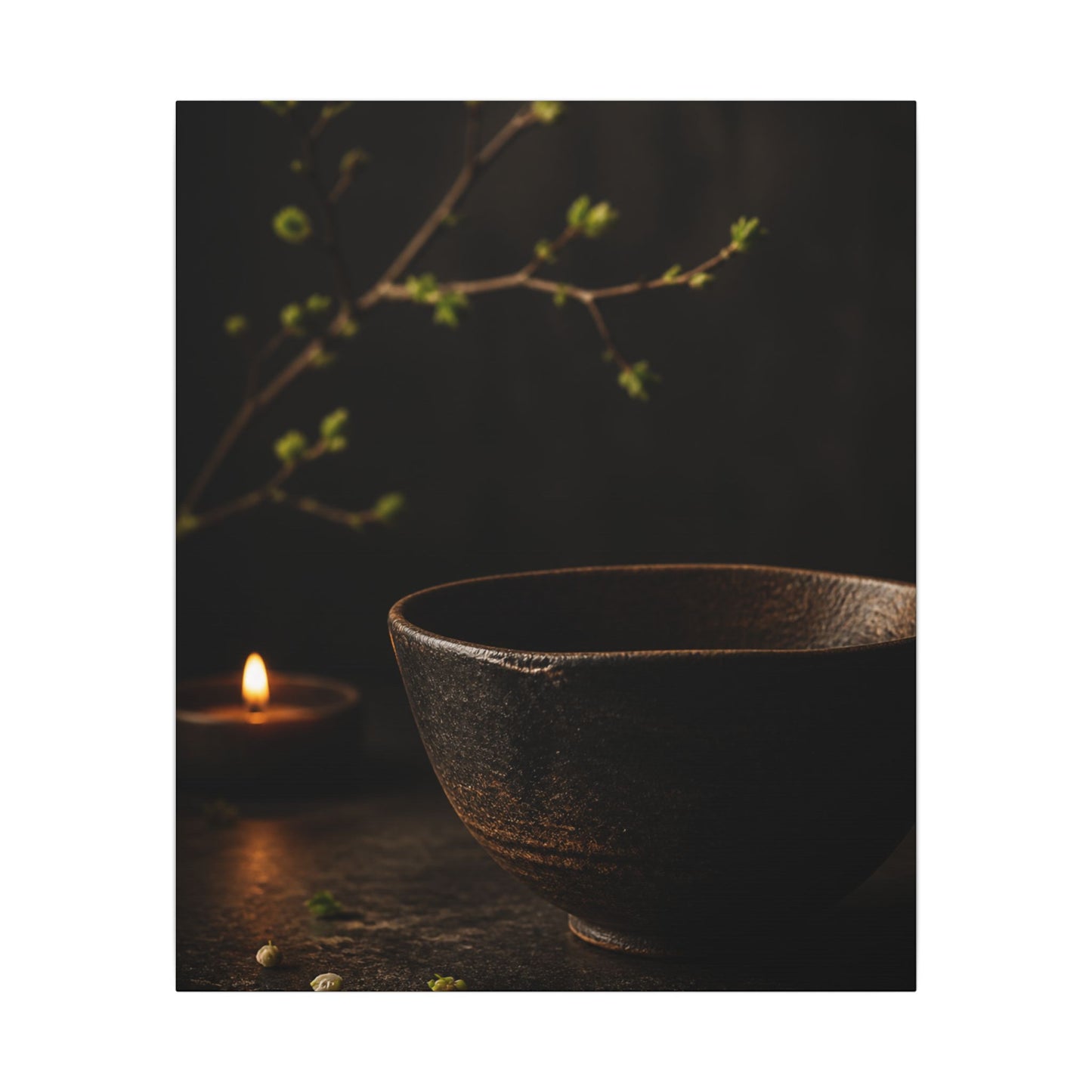 Moody Ceramic Bowl Canvas Art - Shadow Zen Dark Japandi