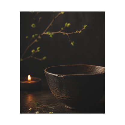 Moody Ceramic Bowl Canvas Art - Shadow Zen Dark Japandi