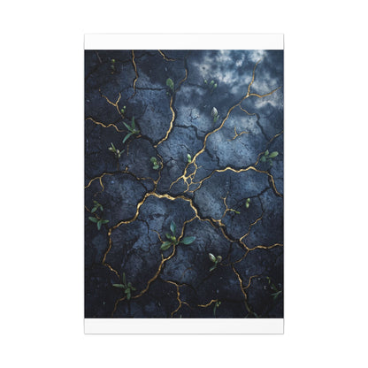 Cracked Earth Spring Canvas Art | Kintsugi Healing Design