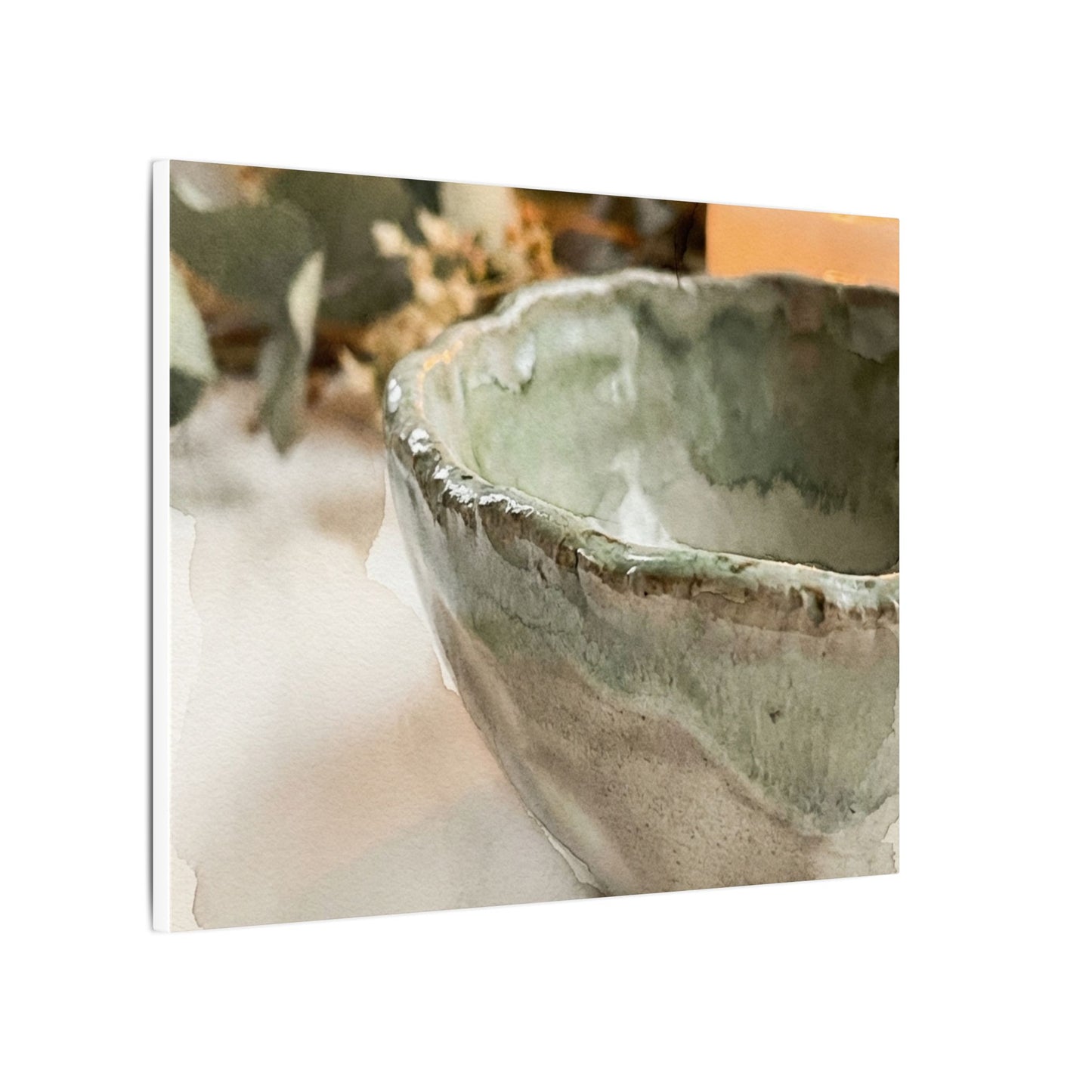Ceramic Bowl Canvas Art | Summer Japandi Watercolor Art