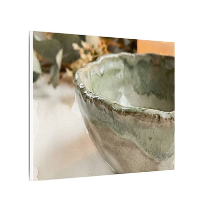 Ceramic Bowl Canvas Art | Summer Japandi Watercolor Art