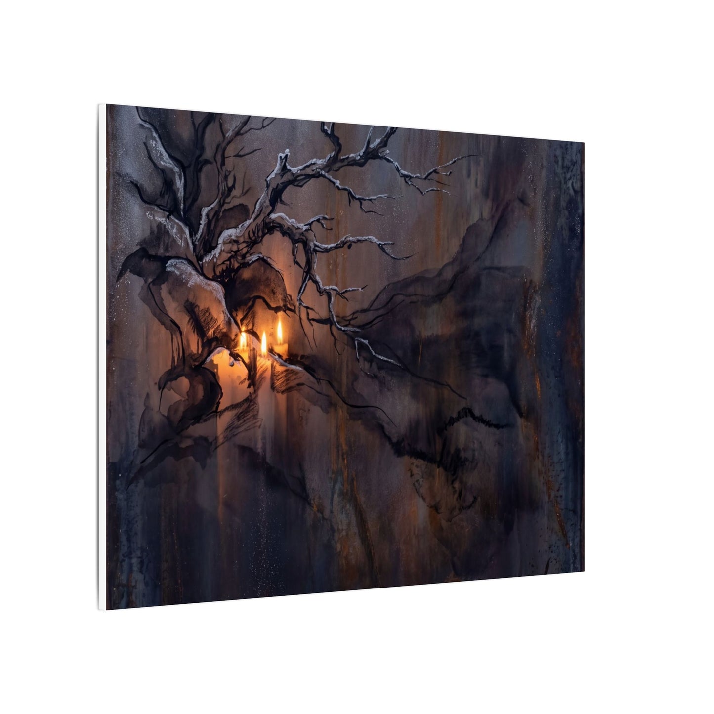 Winter Rust Patina Charcoal Ink Canvas Art | Atmospheric Decor