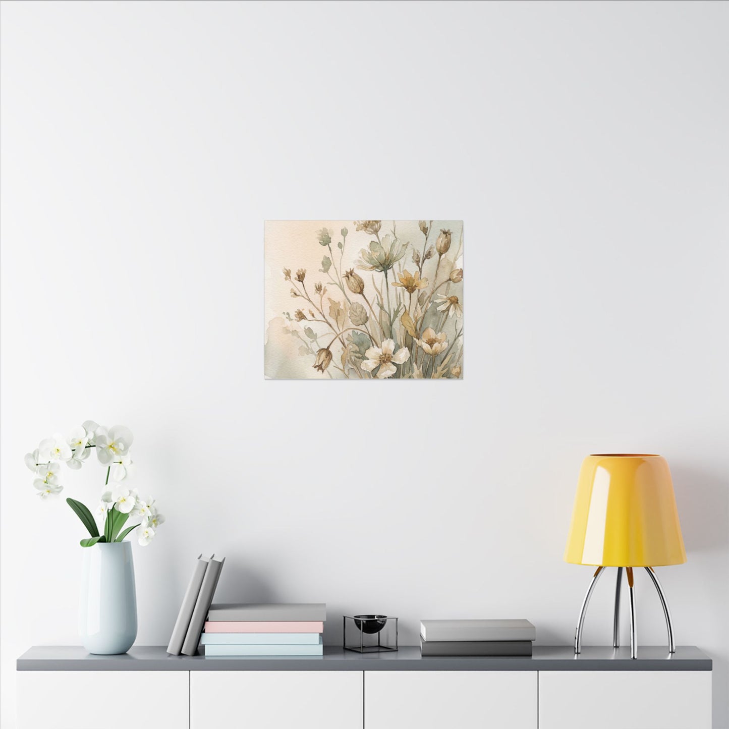 Summer Dried Flowers Watercolor Canvas Art | Elegant Decor