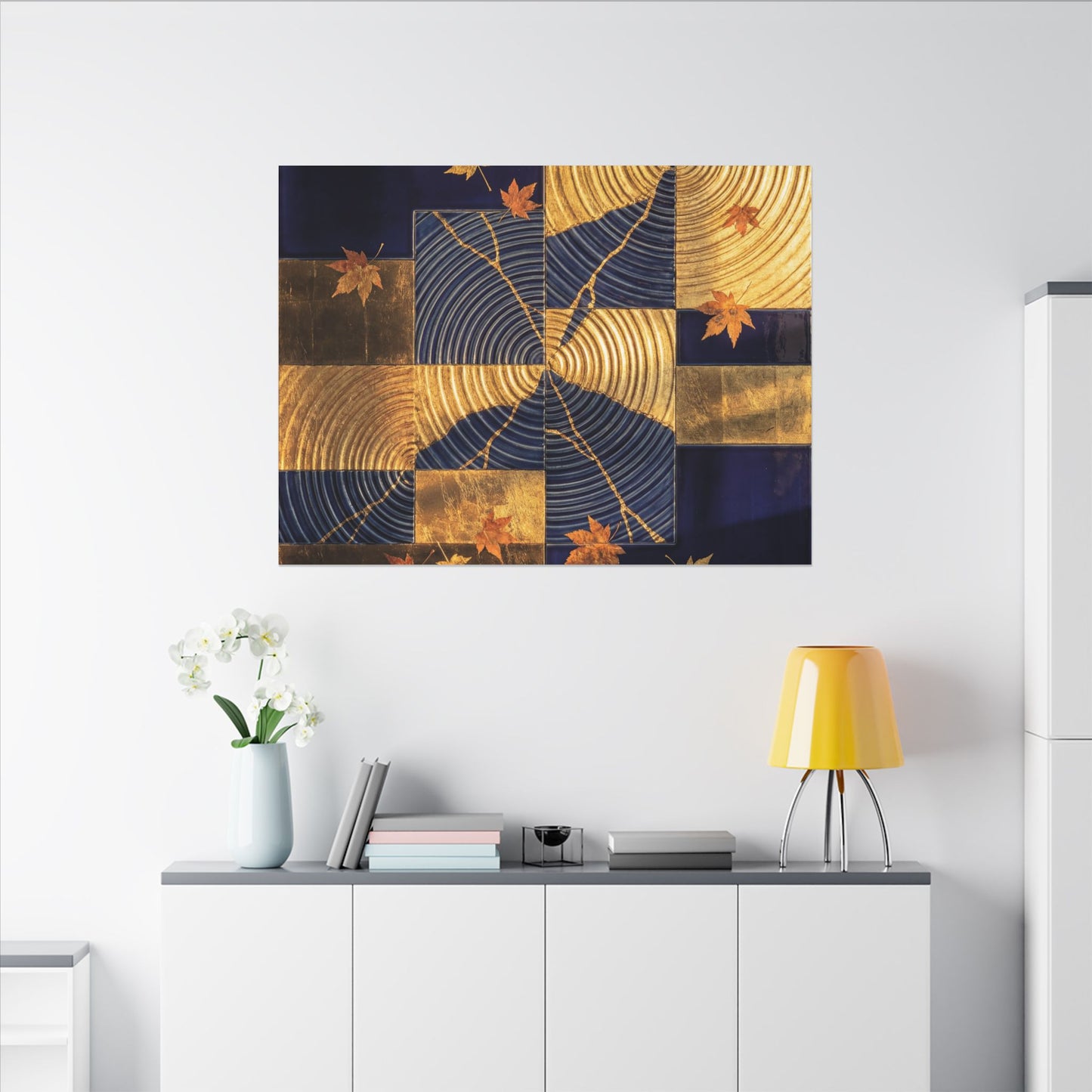 Autumn Water Ripple Crackle Gold Canvas Art | Artful Decor