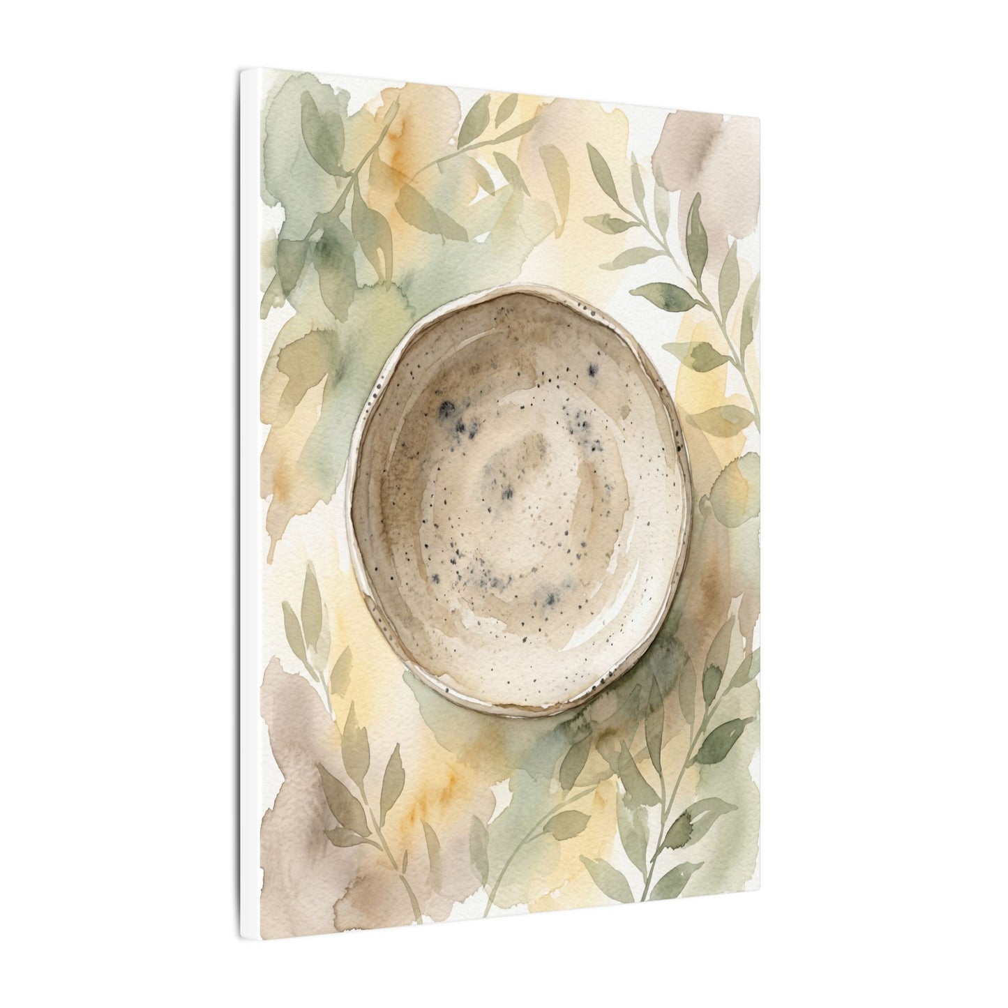Ceramic Bowl Watercolor Canvas Art | Warm Japandi Art