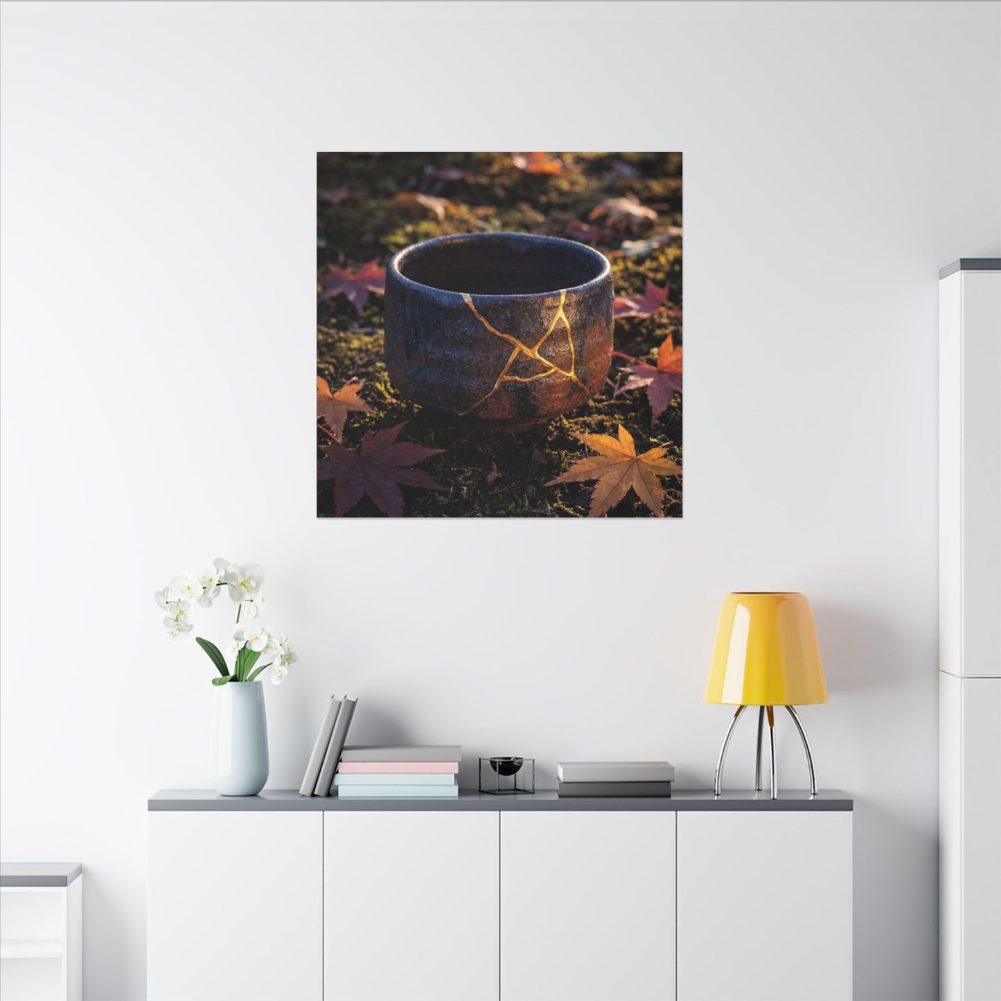 Kanso Moonlit Garden Canvas Art - Kintsugi Gold Repair