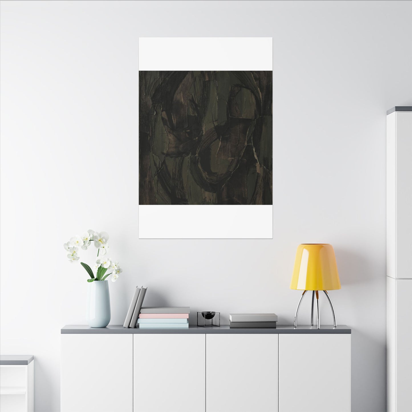 Mixed Media Dark Japandi Textured Canvas Art