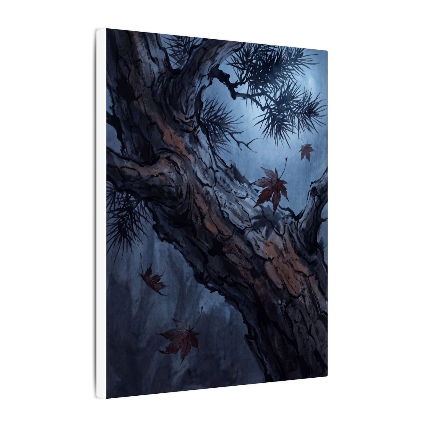 Atmospheric Pine Tree Canvas Art - Shadow Zen Dark Japandi