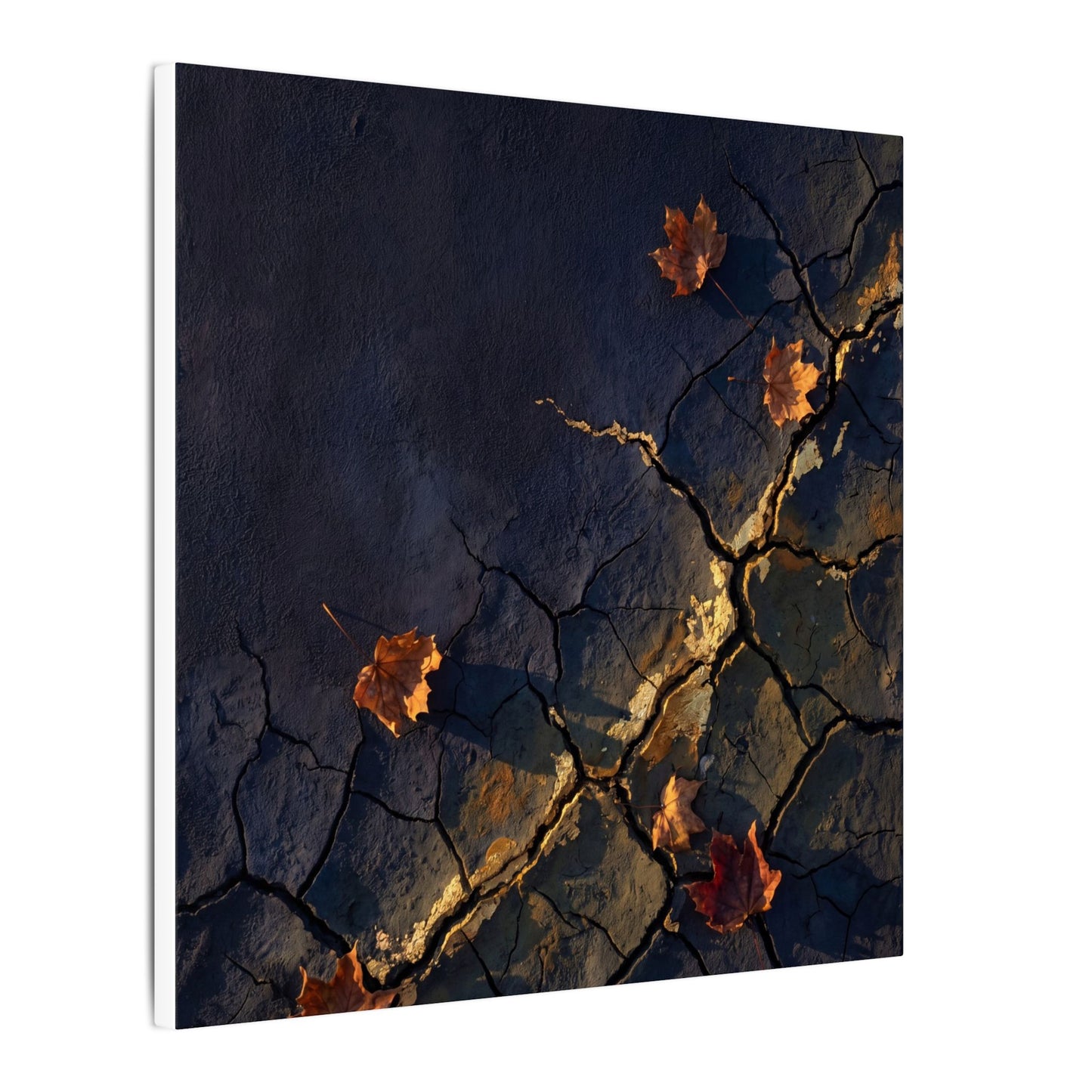 Cracked Earth Canvas Art | Autumn Dark Japandi Dark Texture Art