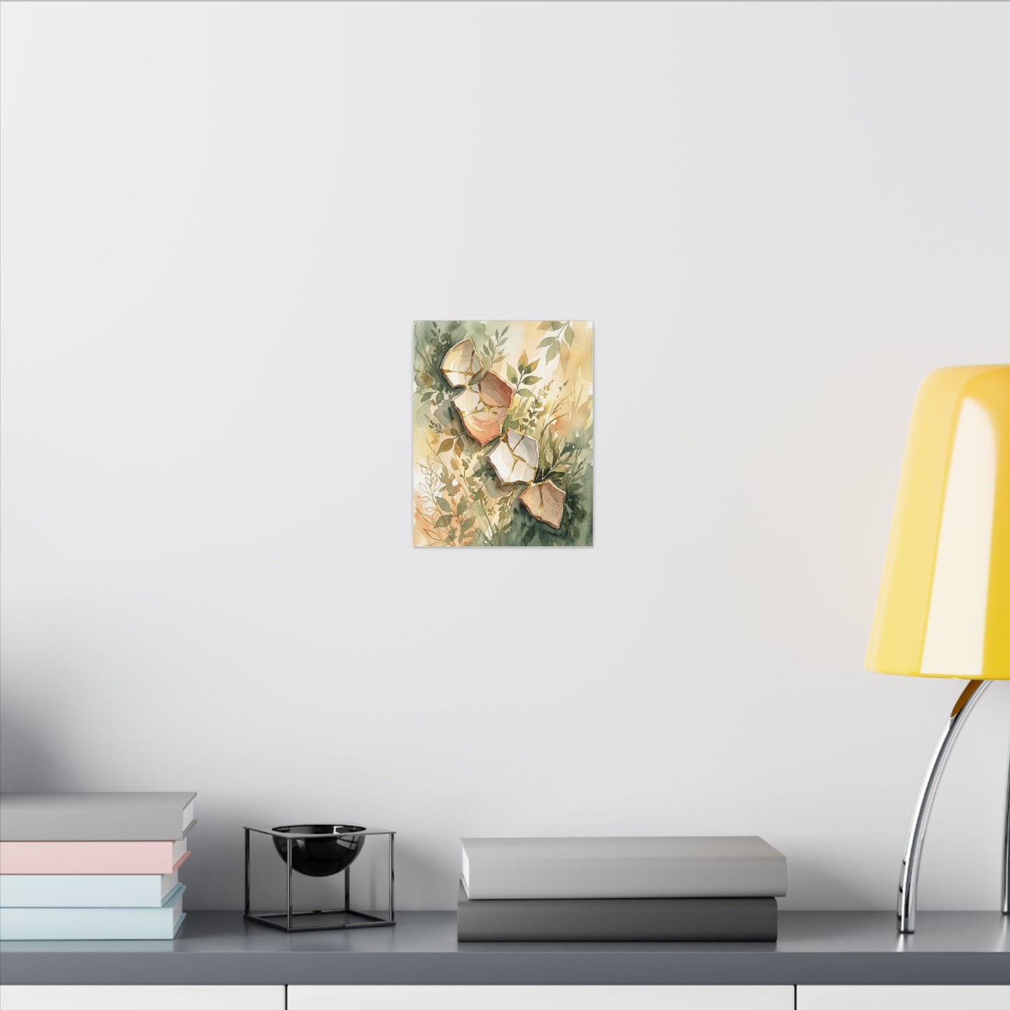 Japandi Broken Pottery in Golden Hour | Watercolor Canvas Art