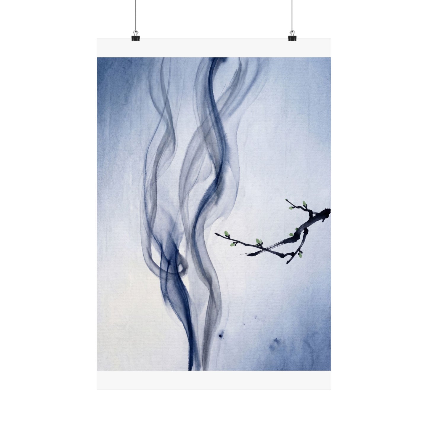 Datsuzoku Incense Smoke Wall Art Print - Zen Sumi E Art Print